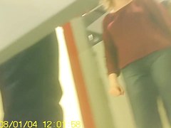 woman in dressing room spied in the bra